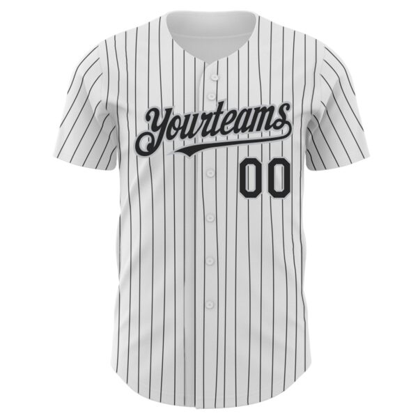 Custom White Black Pinstripe Gray Authentic Baseball Jersey - Image 2