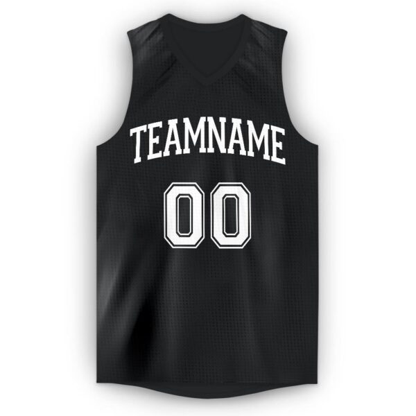 Custom Black White V-Neck Basketball Jersey - Image 5