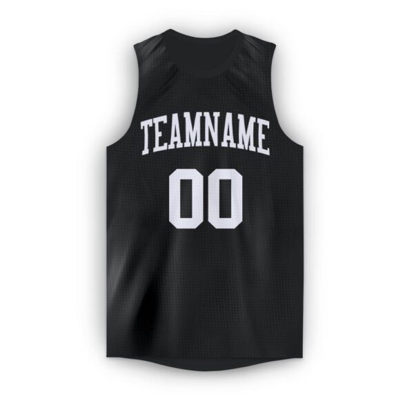 Custom Black White Round Neck Basketball Jersey - Image 5