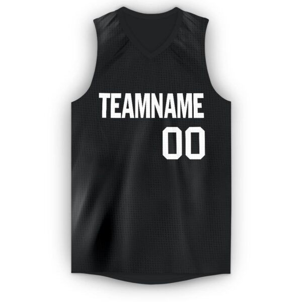 Custom Black White V-Neck Basketball Jersey - Image 5
