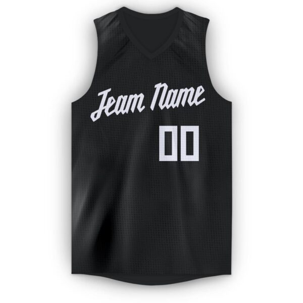 Custom Black White V-Neck Basketball Jersey - Image 5