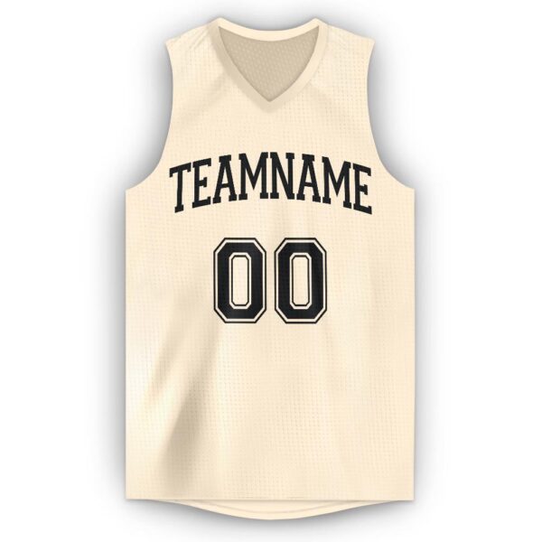 Custom Cream Black V-Neck Basketball Jersey - Image 5