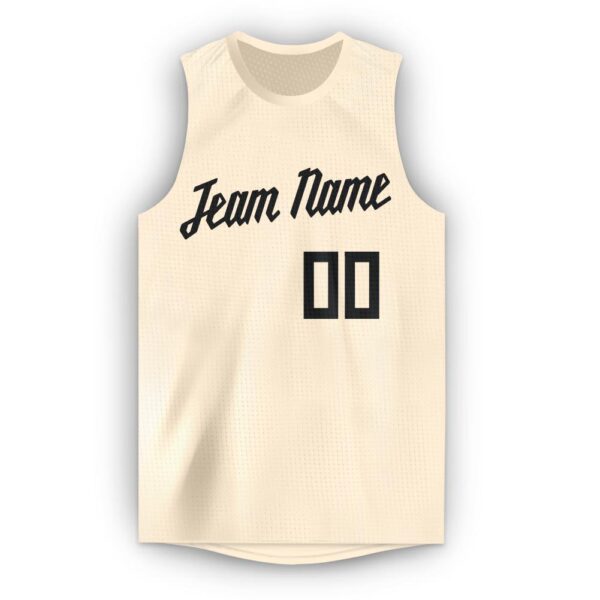 Custom Cream Black Round Neck Basketball Jersey - Image 5