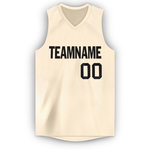 Custom Cream Black V-Neck Basketball Jersey - Image 5