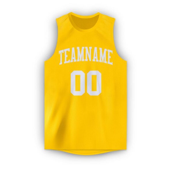 Custom Gold White Round Neck Basketball Jersey - Image 5