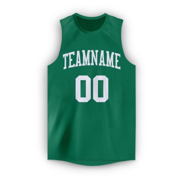 Custom Kelly Green White Round Neck Basketball Jersey - Image 5