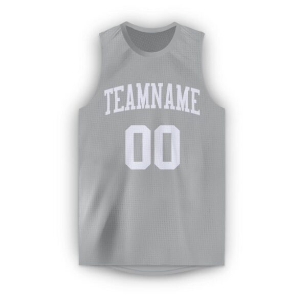 Custom Gray White Round Neck Basketball Jersey - Image 2