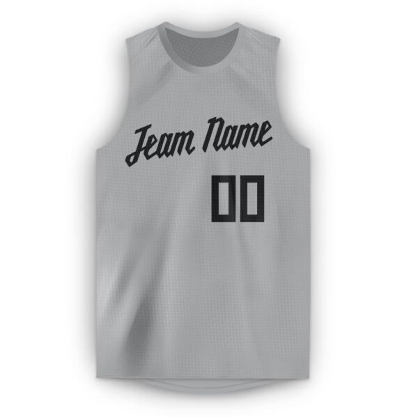 Custom Gray Black Round Neck Basketball Jersey - Image 2