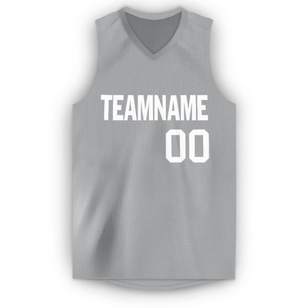 Custom Gray White V-Neck Basketball Jersey - Image 2