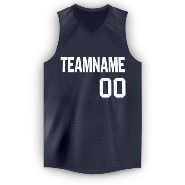 Custom Navy White V-Neck Basketball Jersey - Image 5
