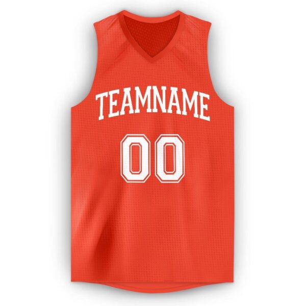 Custom Orange White V-Neck Basketball Jersey - Image 5
