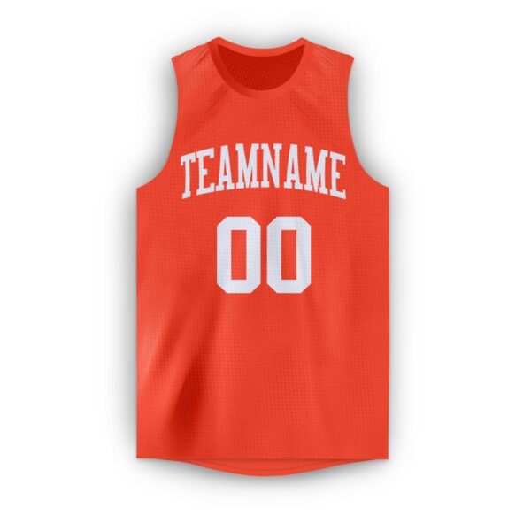 Custom Orange White Round Neck Basketball Jersey - Image 5