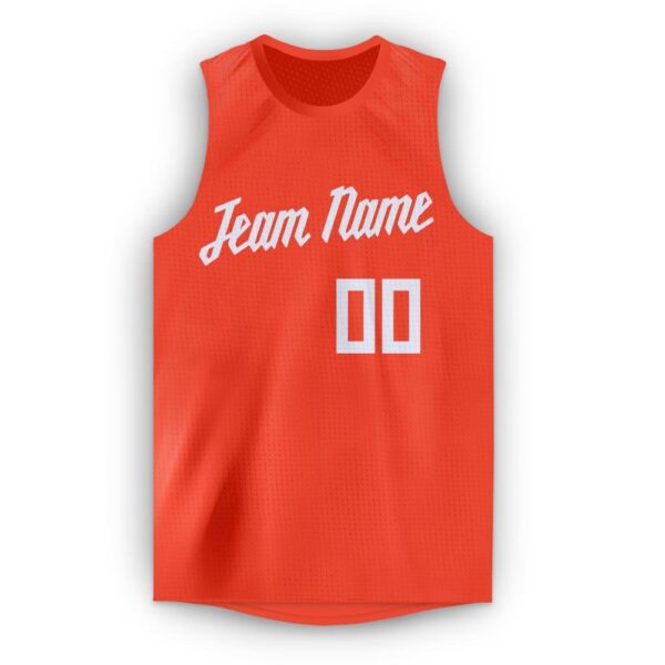 Custom Orange White Round Neck Basketball Jersey - Image 5