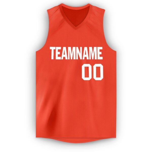 Custom Orange White V-Neck Basketball Jersey - Image 5