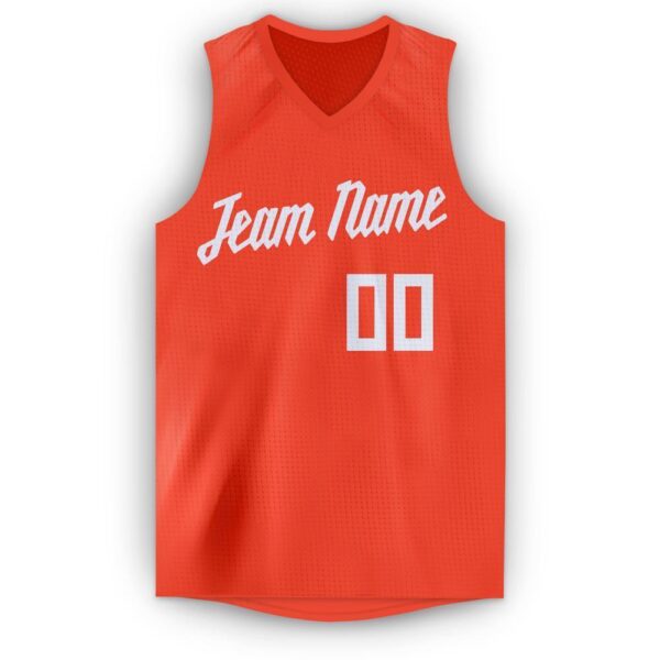Custom Orange White V-Neck Basketball Jersey - Image 5