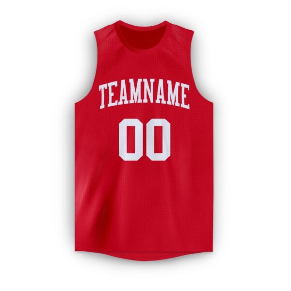 Custom Red White Round Neck Basketball Jersey - Image 5