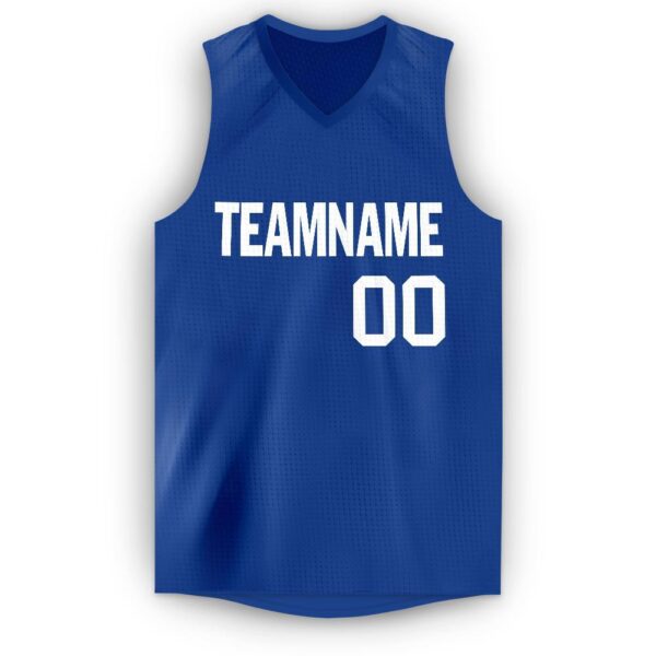 Custom Royal White V-Neck Basketball Jersey - Image 5