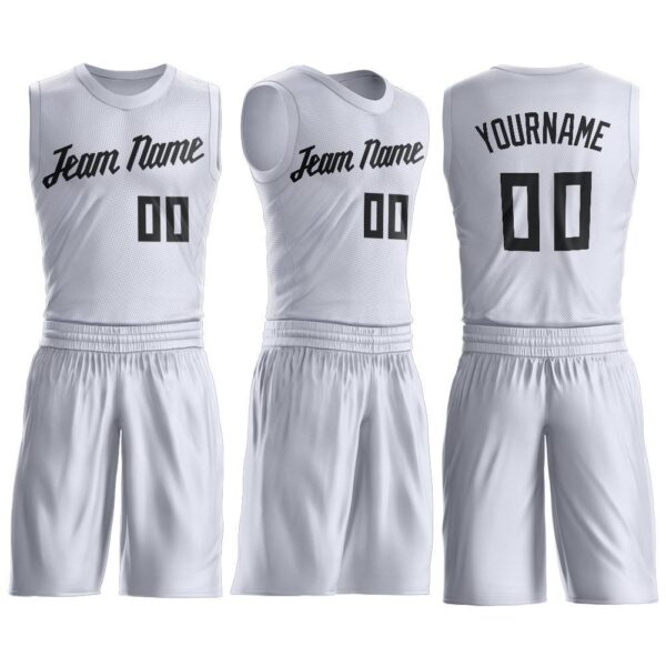 Custom White Black Round Neck Suit Basketball Jersey - Image 2