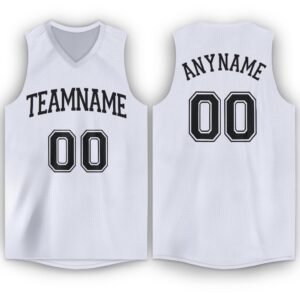 Custom White Black V-Neck Basketball Jersey