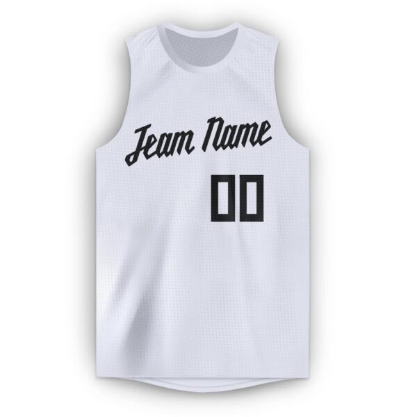 Custom White Black Round Neck Basketball Jersey - Image 5