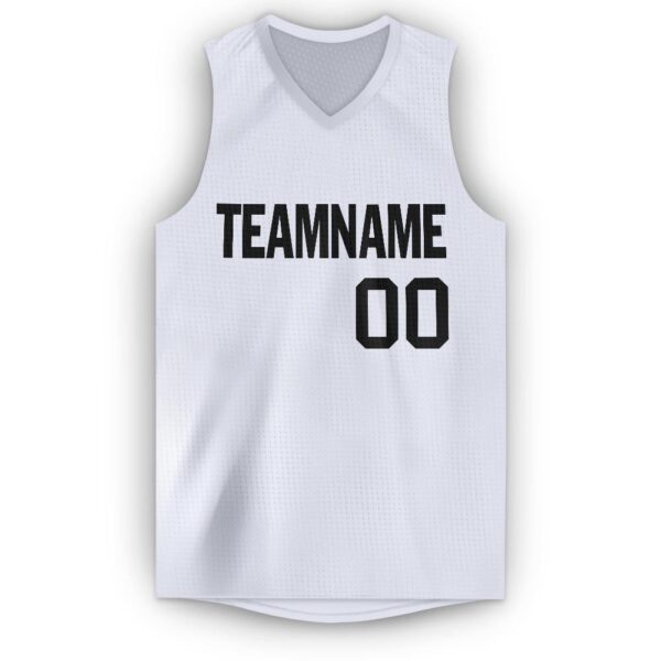 Custom White Black V-Neck Basketball Jersey - Image 5