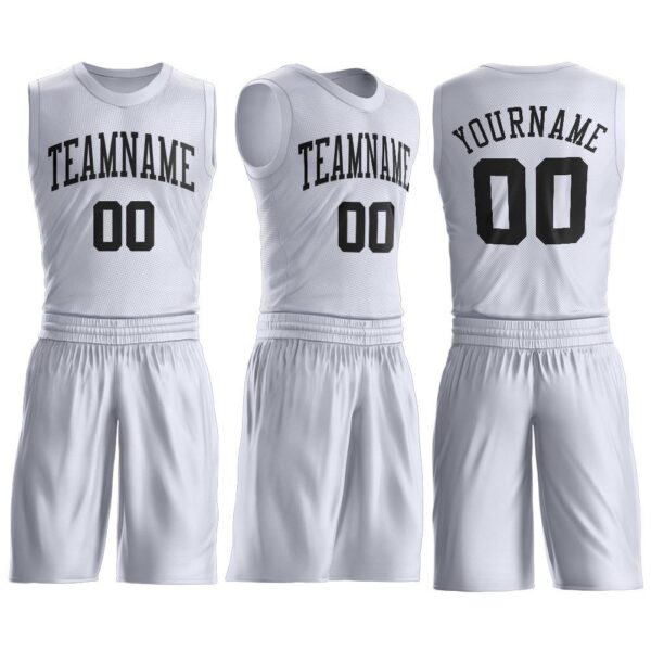 Custom White Black Round Neck Suit Basketball Jersey - Image 2